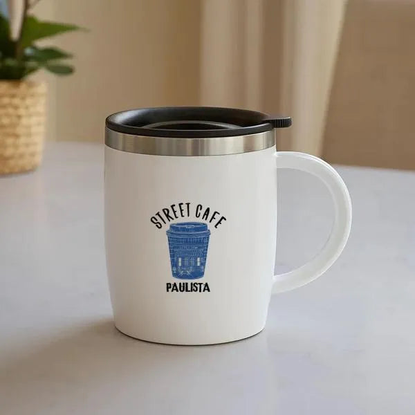 CANECA EM AÇO INOX / POLIESTIRENO - 400 ML