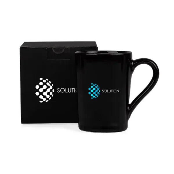 CANECA EM CERÂMICA PRETA - 230ML - COM CAIXA