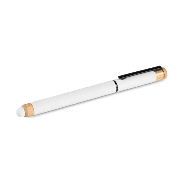 CANETA ROLLER EM ALUMÍNIO RECICLADO / BAMBU - BRANCA