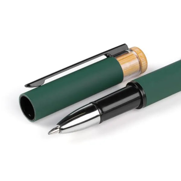 CANETA ROLLER EM ALUMÍNIO RECICLADO / BAMBU - VERDE
