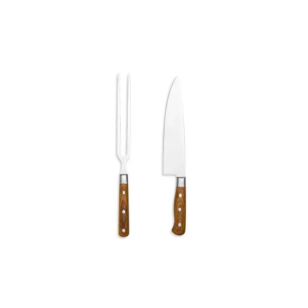CONJ. DE FACA E GARFO PREMIUM EM MADEIRA / INOX - 2 PÇS