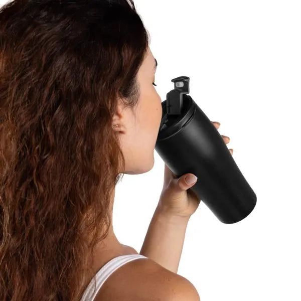 COPO DUPLA CAMADA EM ALUMÍNIO RECICLADO - PRETO - 500 ML