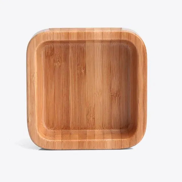 CUMBUCA QUADRADA EM BAMBU COM ESPÁTULA 14CM - 100ML