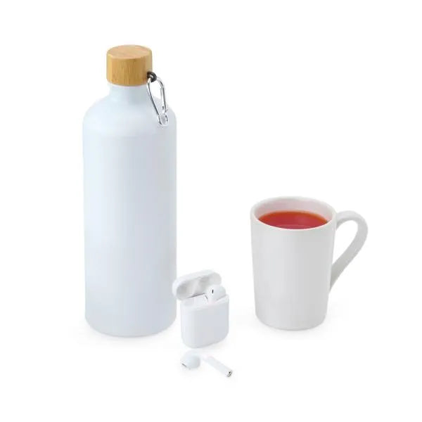 KIT GARRAFA, CANECA E FONE BLUETOOTH - 3 PÇS