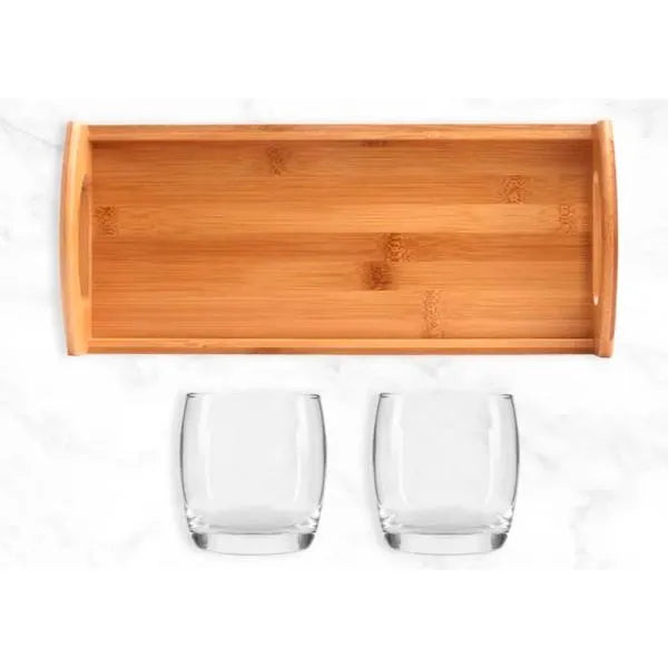 KIT WHISKY C/ BANDEJA E COPOS - 3 PÇS