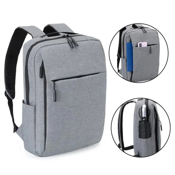 MOCHILA EM POLIÉSTER 300D - MELANGE CINZA - 14L