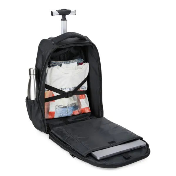 MOCHILA EM POLYESTER 600D COM RODINHA - 35L - PRETA