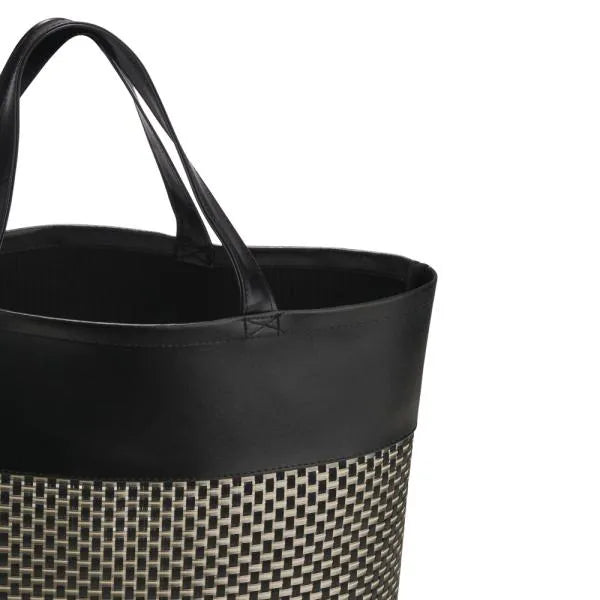SACOLA EM PVC E COURO SINTÉTICO - PREMIUM - PRETO/XADREZ