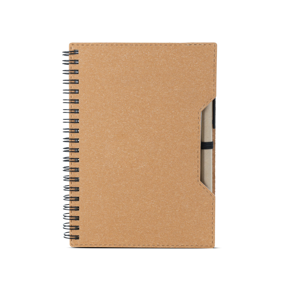 Caderno capa em papelão reciclado com caneta