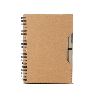 Caderno capa em papelão reciclado com caneta