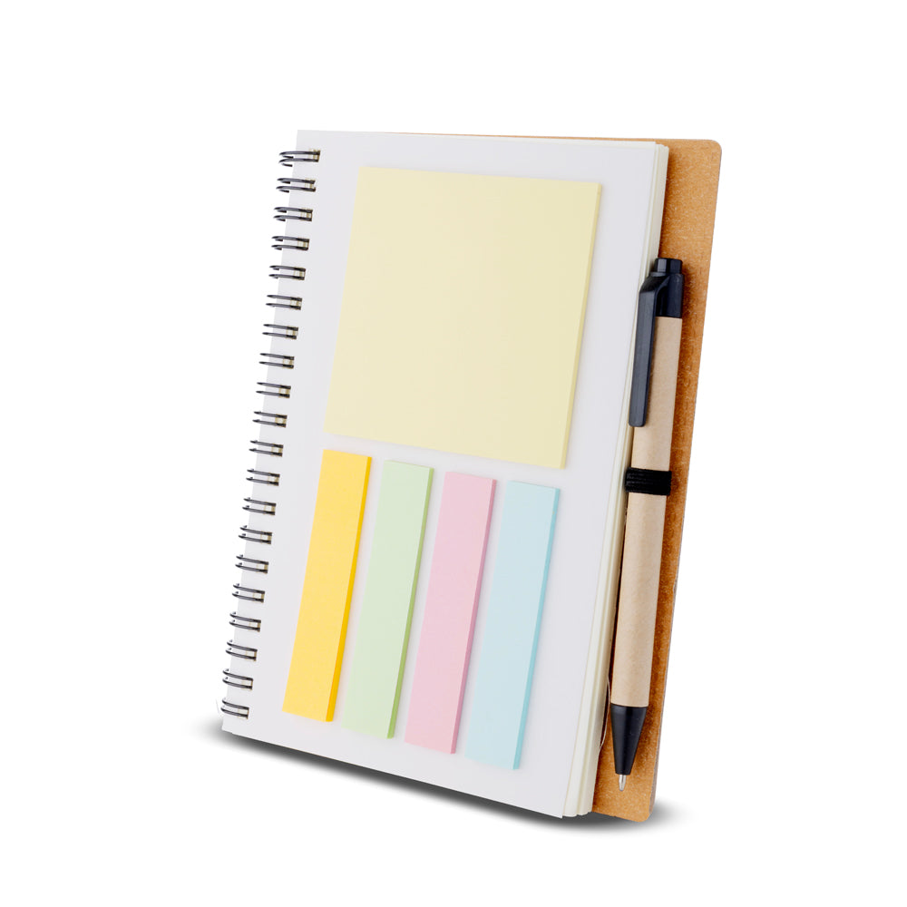 Caderno capa em papelão reciclado com caneta
