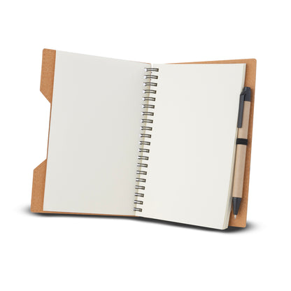 Caderno capa em papelão reciclado com caneta