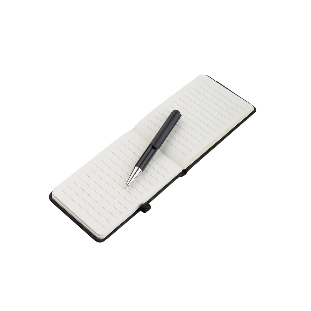 Mini caderno A6 em RPET com caneta