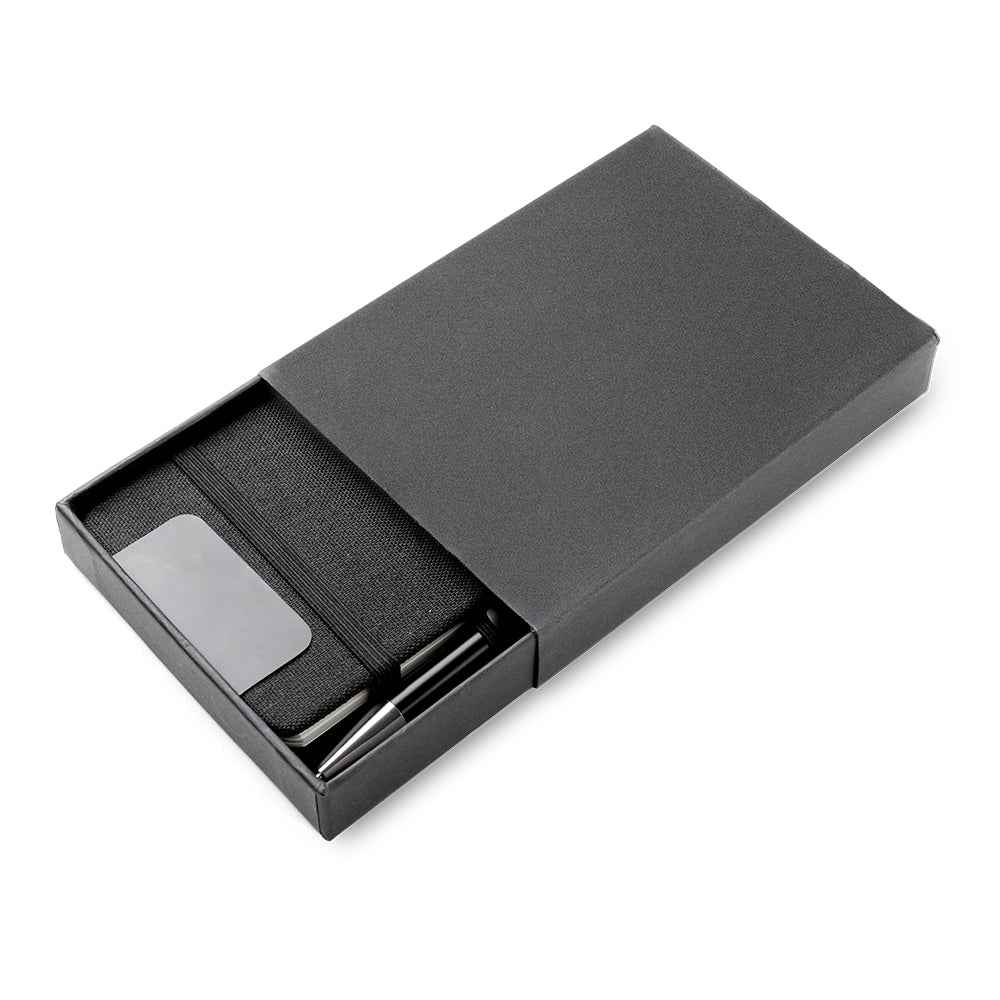 Mini caderno A6 em RPET com caneta