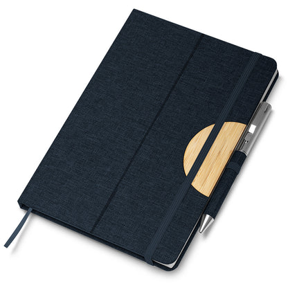 Caderno A5 Capa em RPET e detalhe em Bambu