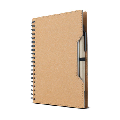 Caderno capa em papelão reciclado com caneta