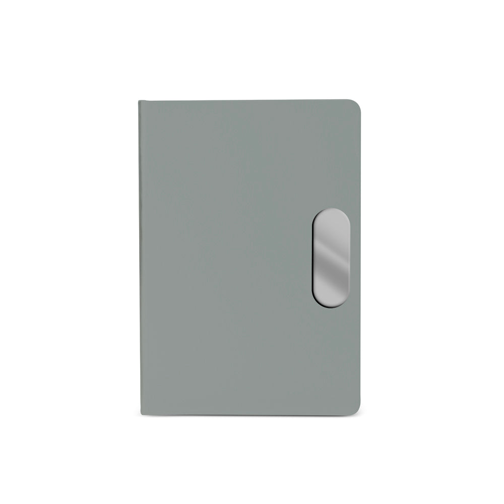 Caderno em PU com placa em metal
