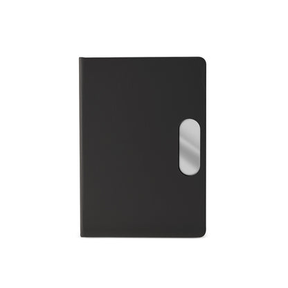 Caderno em PU com placa em metal