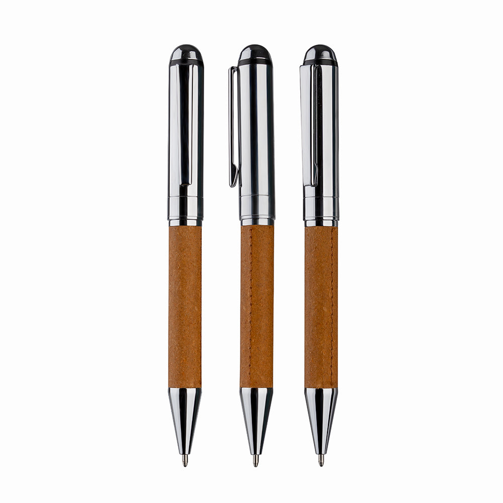 Kit Escritório A5 Capa em Couro Reciclado e Caneta Metalica