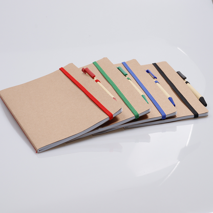 Caderno A5 capa em papel Kraft com caneta