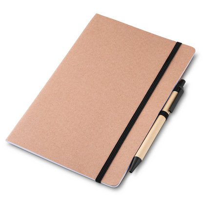 Caderno A5 capa em papel Kraft com caneta