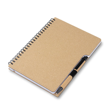 Caderno A5 Capa em Papelão Reciclado c/ Caneta