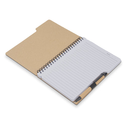 Caderno A5 Capa em Papelão Reciclado c/ Caneta