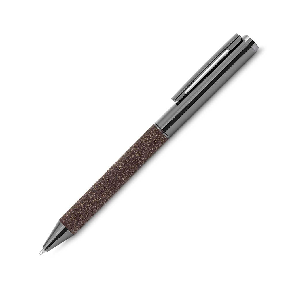 Kit escritório A5 em PU e fibra de café ou chá e Caneta Metalica