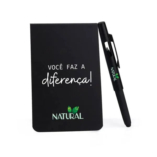 BLOCO PARA ANOTAÇÕES COM CANETA - PRETO
