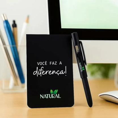 BLOCO PARA ANOTAÇÕES COM CANETA - PRETO