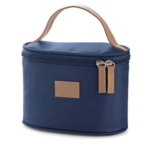 BOLSA P/ COSMETICOS EM MICROFIBRA - AZUL - 18X12X10 CM