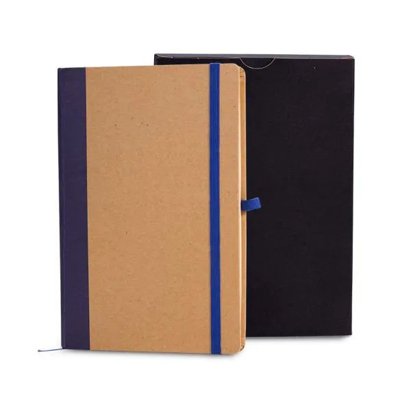 CADERNETA S/ PAUTA - 14X21CM - BEGE/AZUL