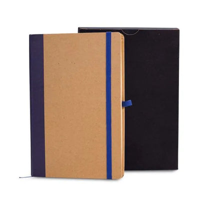 CADERNETA S/ PAUTA - 14X21CM - BEGE/AZUL