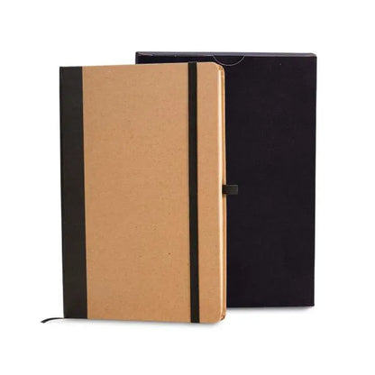 CADERNETA S/ PAUTA - 14X21CM - BEGE/PRETO