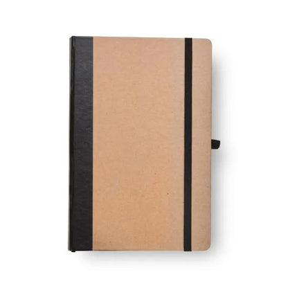 CADERNETA S/ PAUTA - 14X21CM - BEGE/PRETO