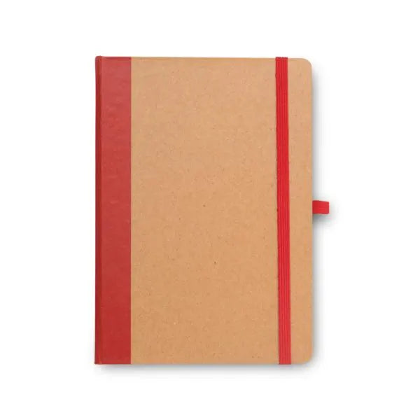 CADERNETA S/ PAUTA - 14X21CM - BEGE/VERMELHO