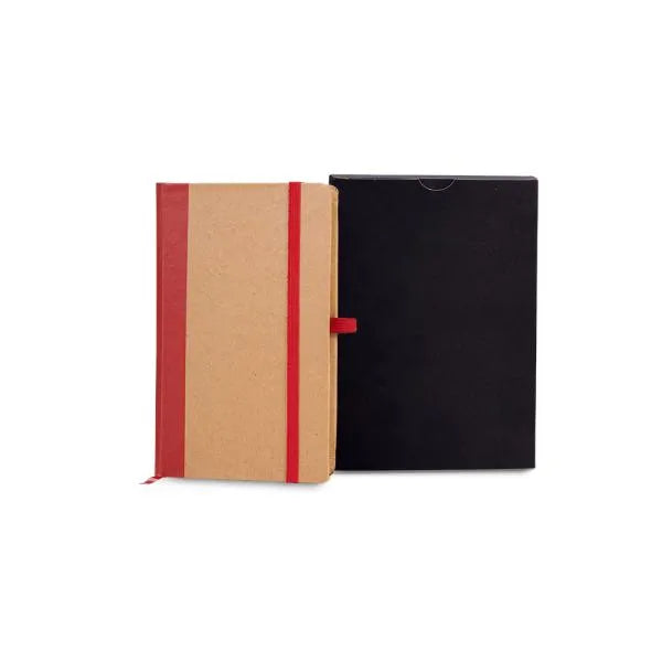 CADERNETA S/ PAUTA - 9,5X15,5 CM - BEGE/VERMELHO