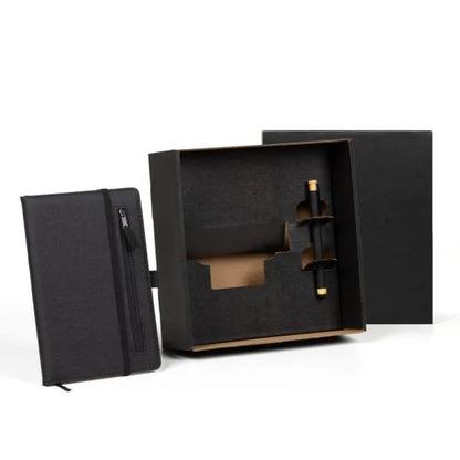 CADERNO P/ ANOTAÇÕES COM CANETA - PRETO