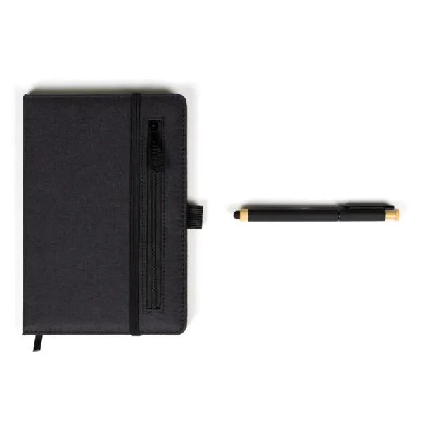 CADERNO P/ ANOTAÇÕES COM CANETA - PRETO