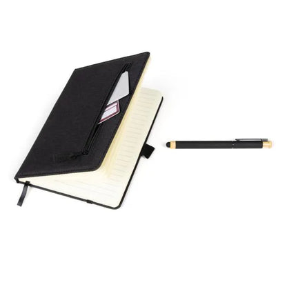 CADERNO P/ ANOTAÇÕES COM CANETA - PRETO