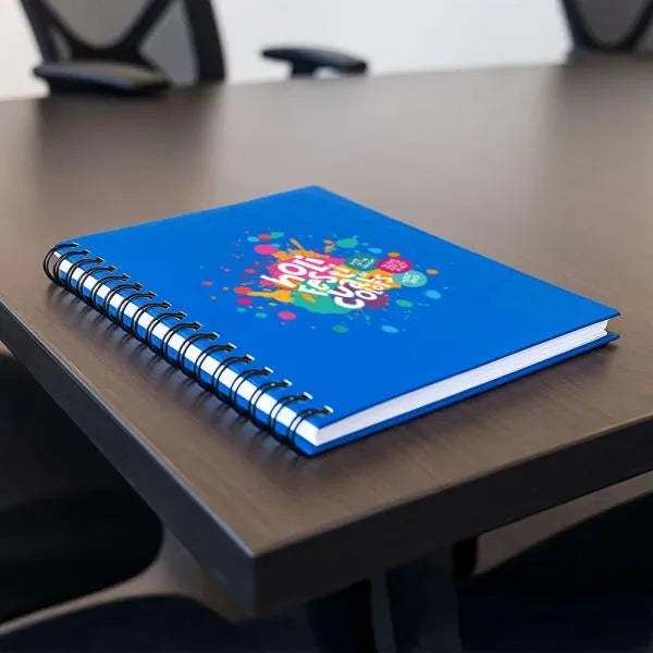 CADERNO PAUTADO COM WIRE-O - AZUL - 23,5X18CM - 100 FLS