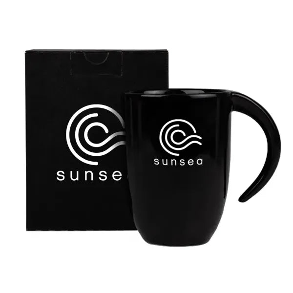 CANECA EM CERÂMICA PRETA - 350ML