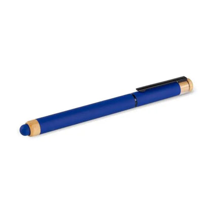 CANETA ROLLER EM ALUMÍNIO RECICLADO /  BAMBU - AZUL