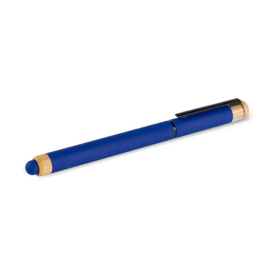 CANETA ROLLER EM ALUMÍNIO RECICLADO /  BAMBU - AZUL