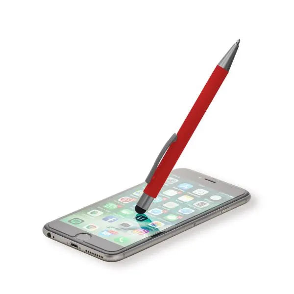 CANETA ESFEROGRÁFICA EM ALUMÍNIO COM PONTA TOUCH - VERMELHA