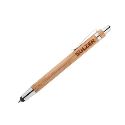 CANETA ESFEROGRÁFICA EM BAMBU E METAL COM PONTA TOUCH