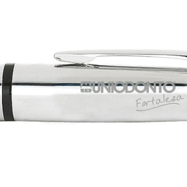 CANETA ESFEROGRÁFICA EM METAL CROMADO PRETO