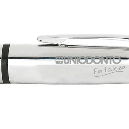 CANETA ESFEROGRÁFICA EM METAL CROMADO PRETO