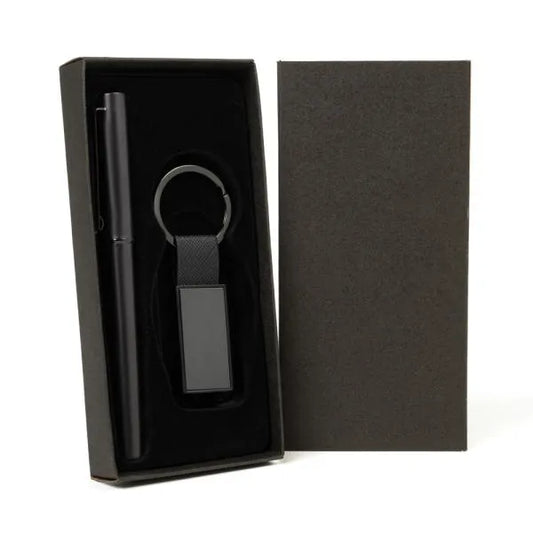 CANETA ROLLER E CHAVEIRO EM METAL/PU