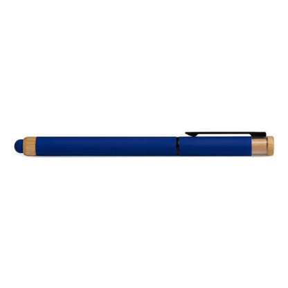 CANETA ROLLER EM ALUMÍNIO RECICLADO /  BAMBU - AZUL